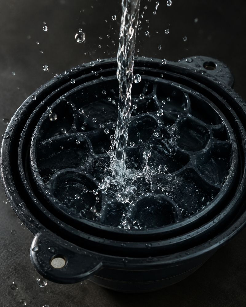 Agua cayendo en las cavidades del bol